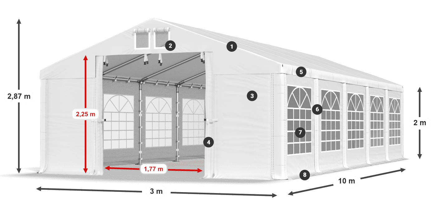 Tető: SD 560 PVC Falak: FR 620 PVC legend 2m
