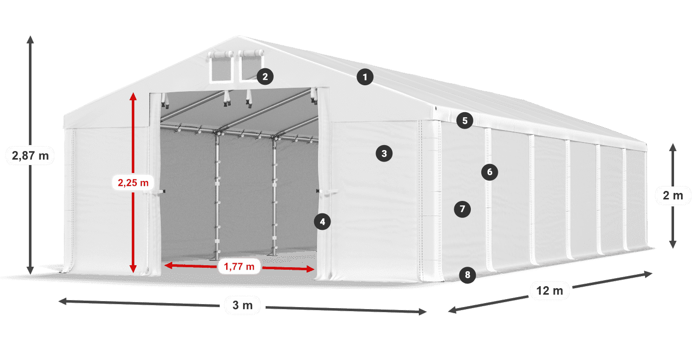 Tető: SD 560 PVC Falak: FR 620 PVC legend 2m