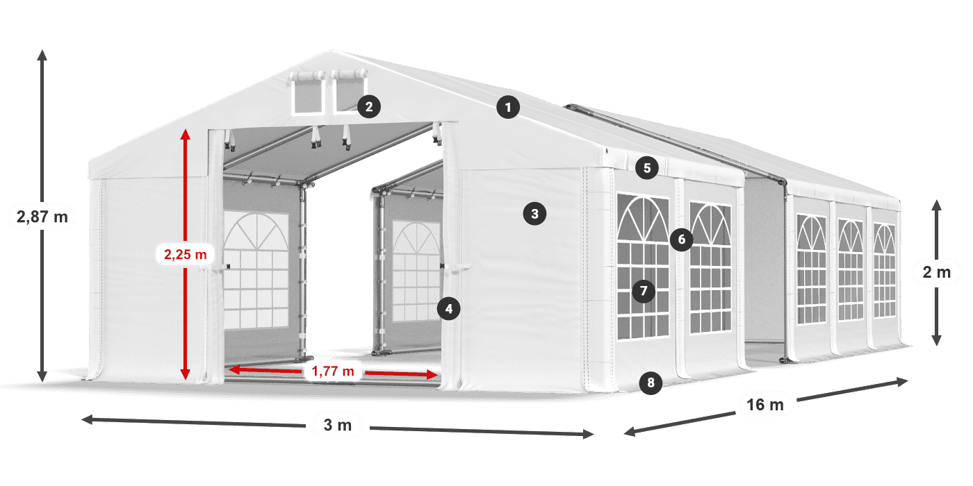 Tető: SD 560 PVC Falak: FR 620 PVC legend 2m