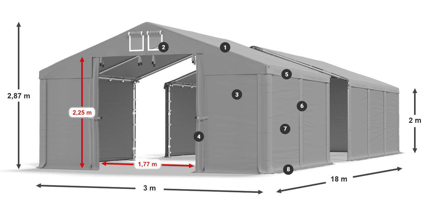 Tető: SD 560 PVC Falak: FR 620 PVC legend 2m