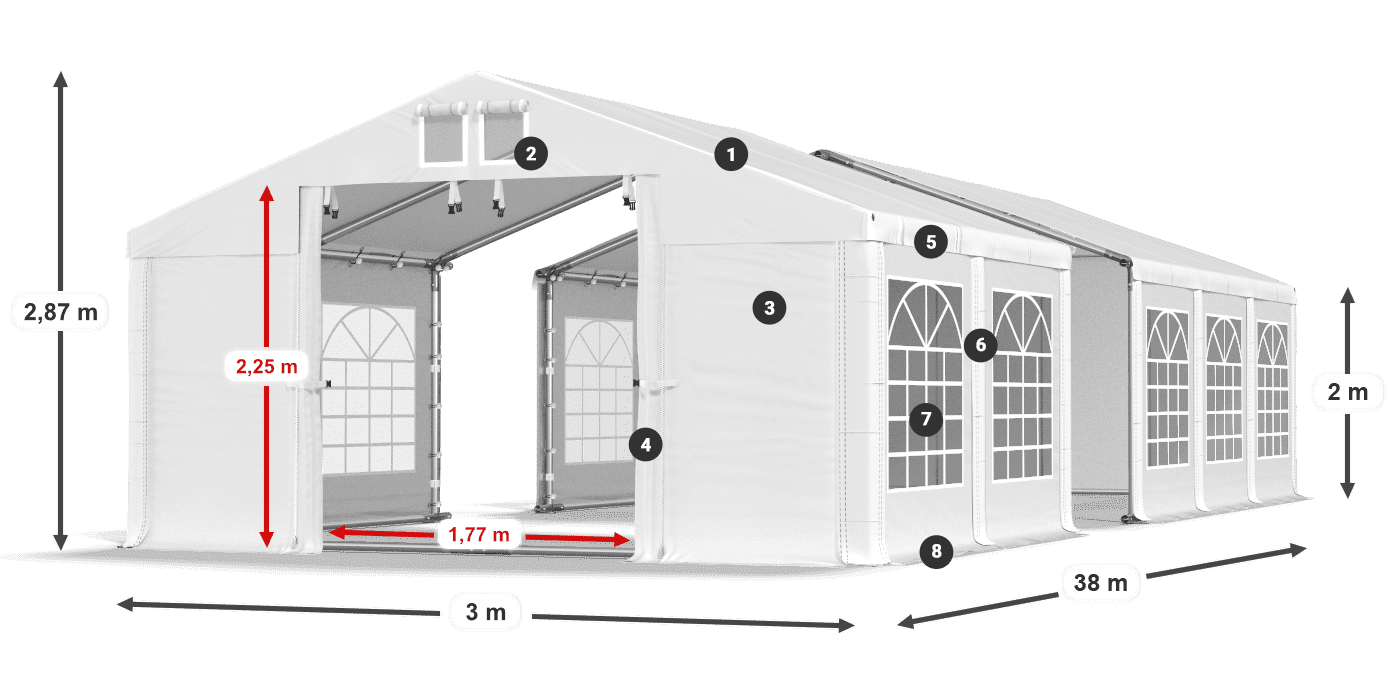 Tető: SD 560 PVC Falak: FR 620 PVC legend 2m