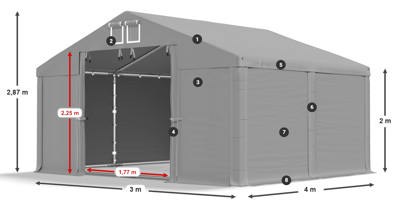 Tető: SD 560 PVC Falak: MS 580 PVC legend 2m