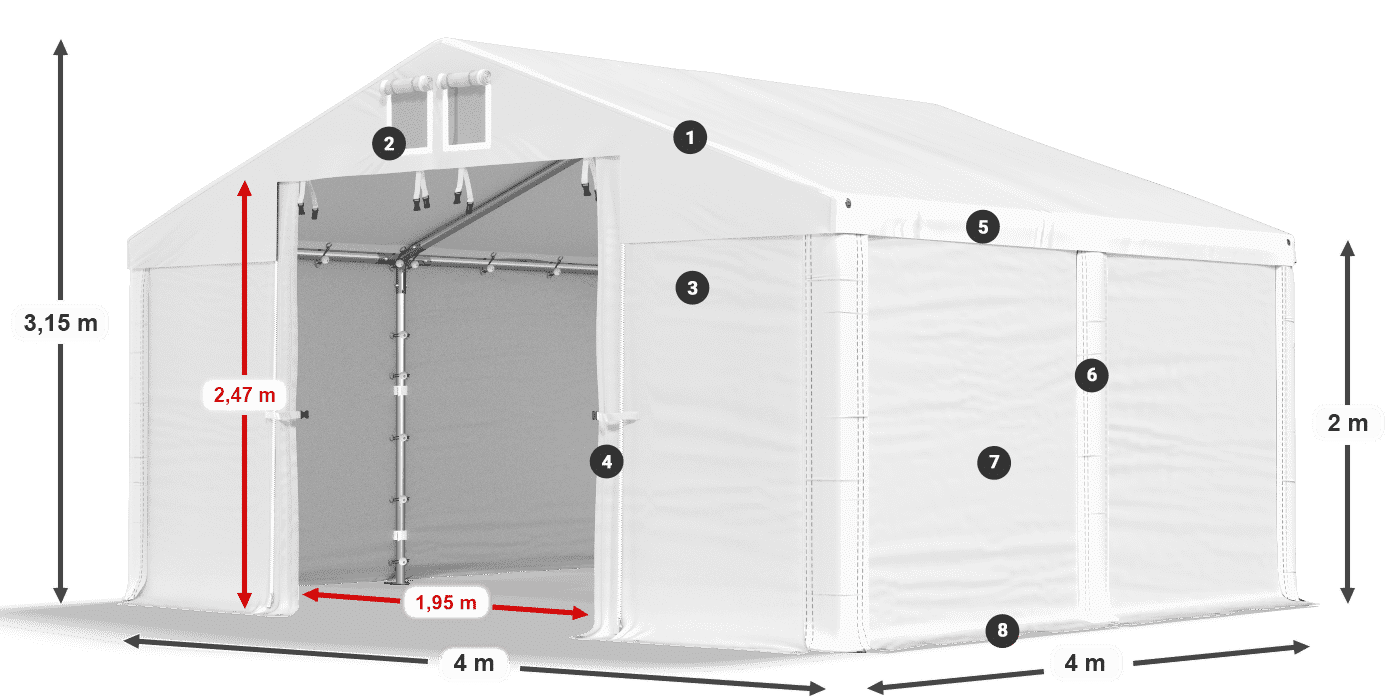 Tető: SD 560 PVC Falak: MS 580 PVC legend 2m