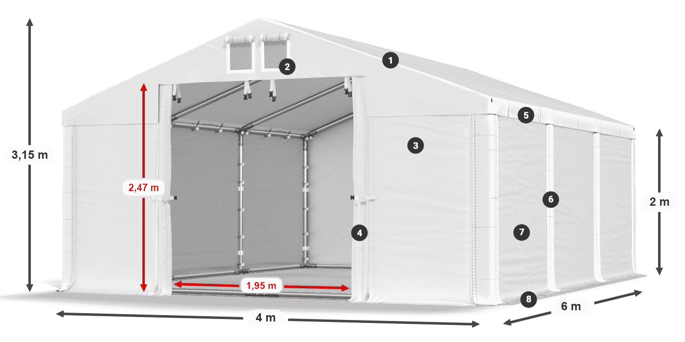 Tető: SD 560 PVC Falak: FR 620 PVC legend 2m