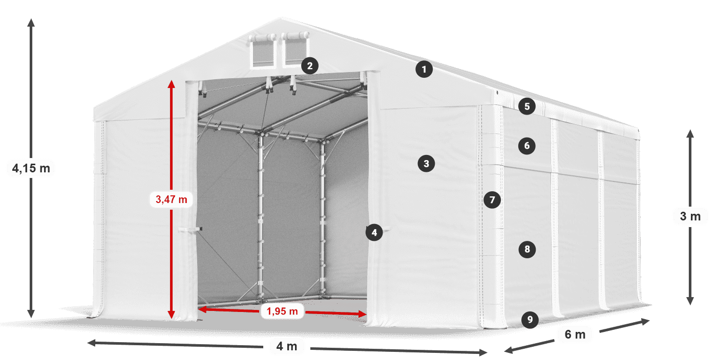 Tető: MS 580 PVC Falak: SD 500 PVC