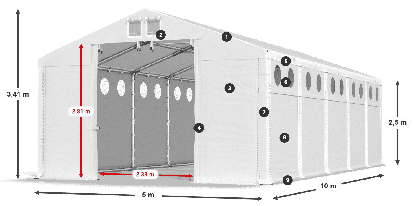 Tető: SD 560 PVC Falak: MS O 580 PVC legenda 2,5 m