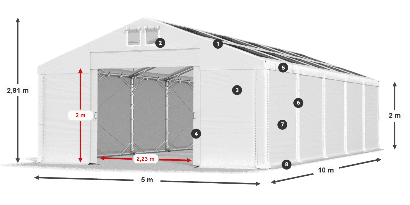 Tető: MS T 580 PVC Falak: SD 500 PVC 2 m jelmagyarázat
