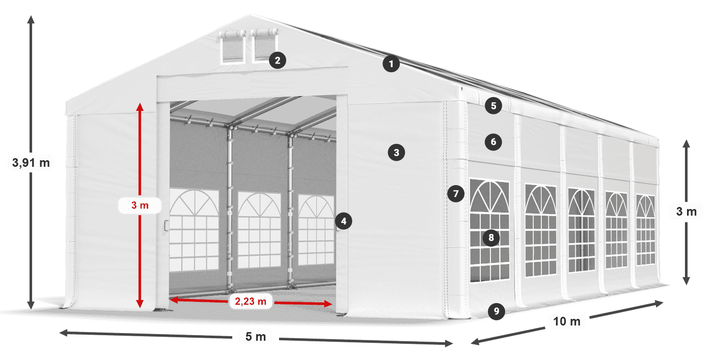Tető: MS T 580 PVC Falak: SD I 500 PVC 3m legenda