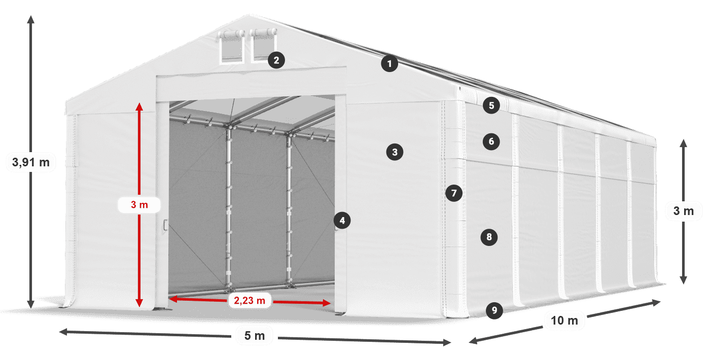 Tető: MS T 580 PVC Falak: SD 500 PVC 3 m jelmagyarázat
