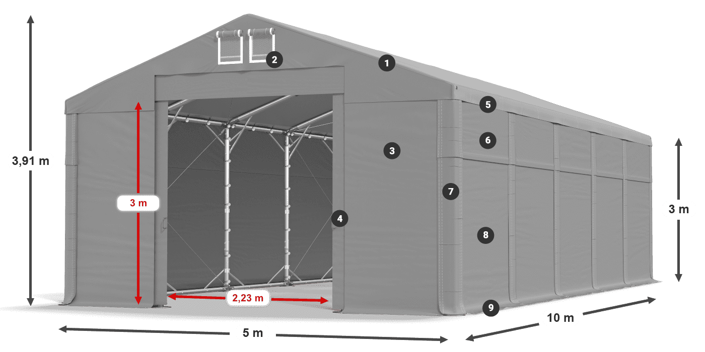 Tető: SD 560 PVC Falak: FR 620 PVC legend 3m