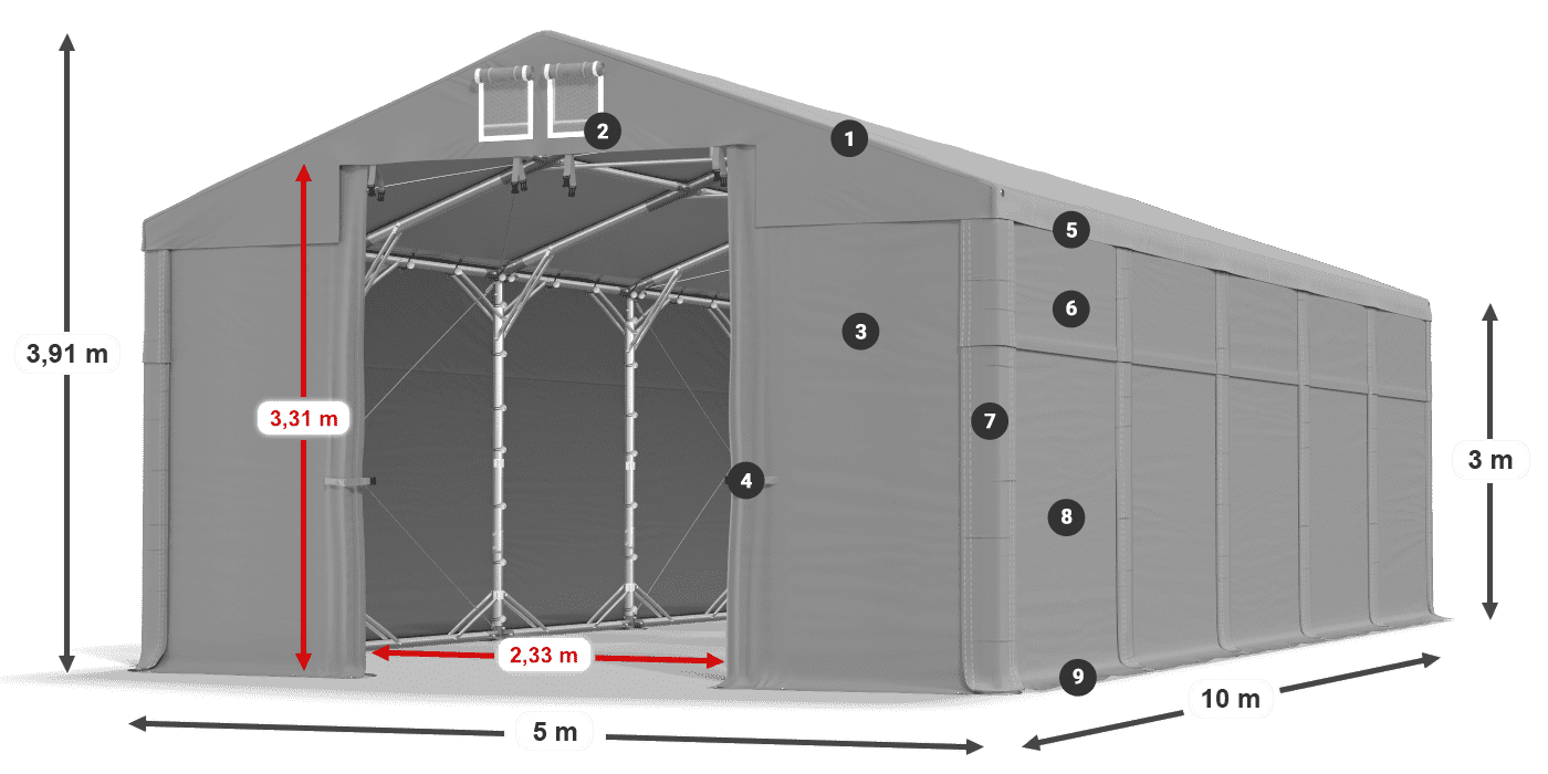 Tető: SD 560 PVC Falak: FR 620 PVC legend 3m