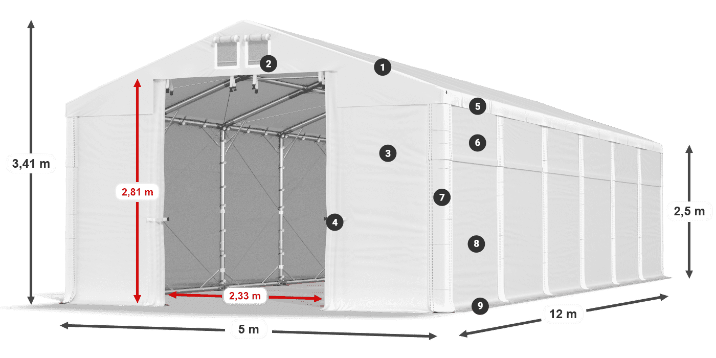Tető: SD 560 PVC Falak: MS 580 PVC legenda 2,5 m