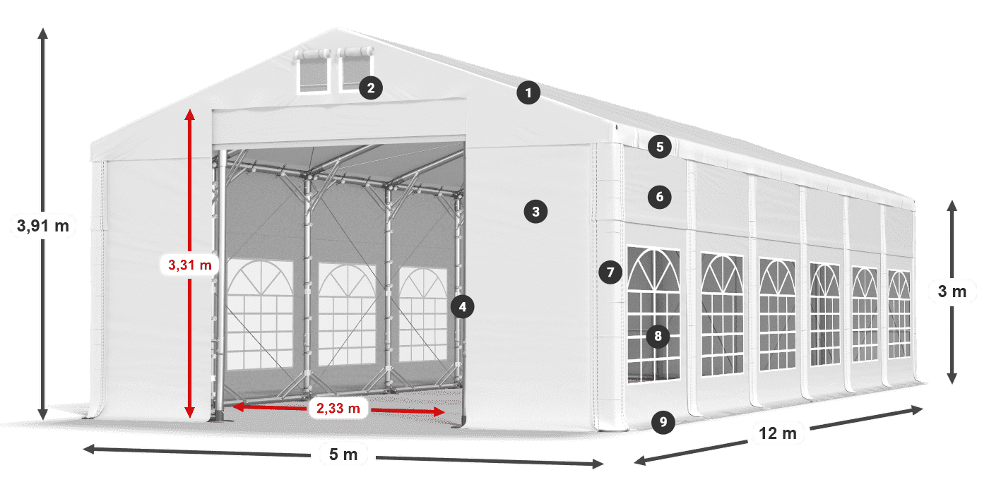 Tető: SD 560 PVC Falak: FR 620 PVC legend 3m