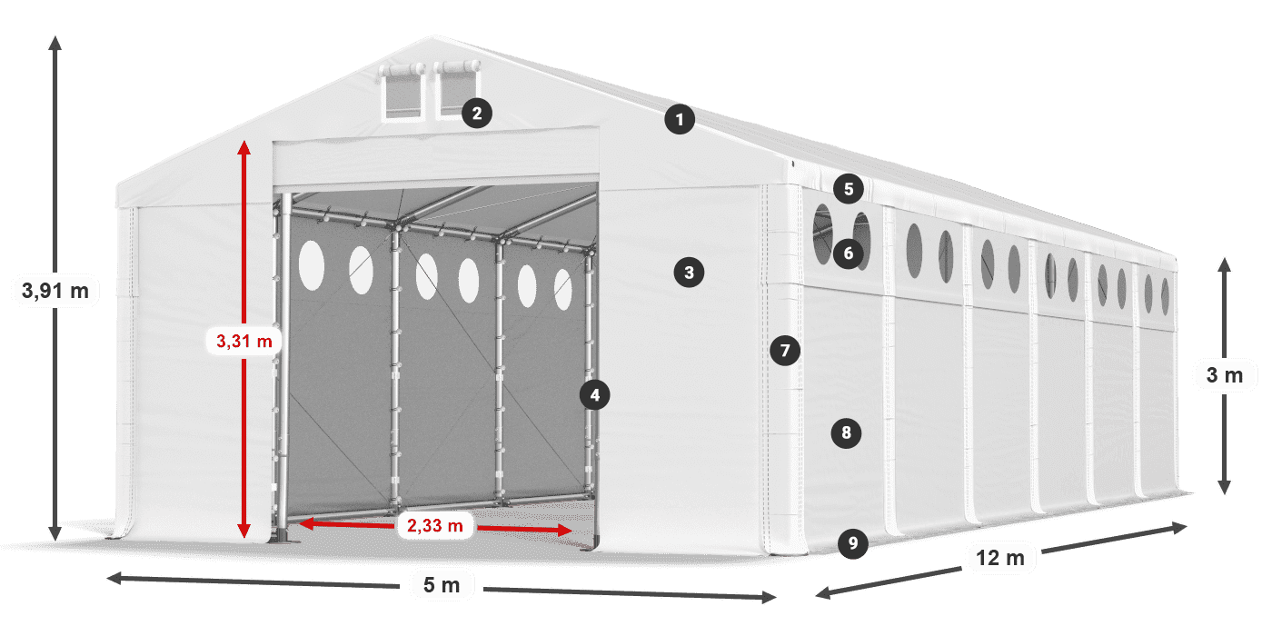 Tető: SD 560 PVC Falak: FR O 620 PVC legend 3m