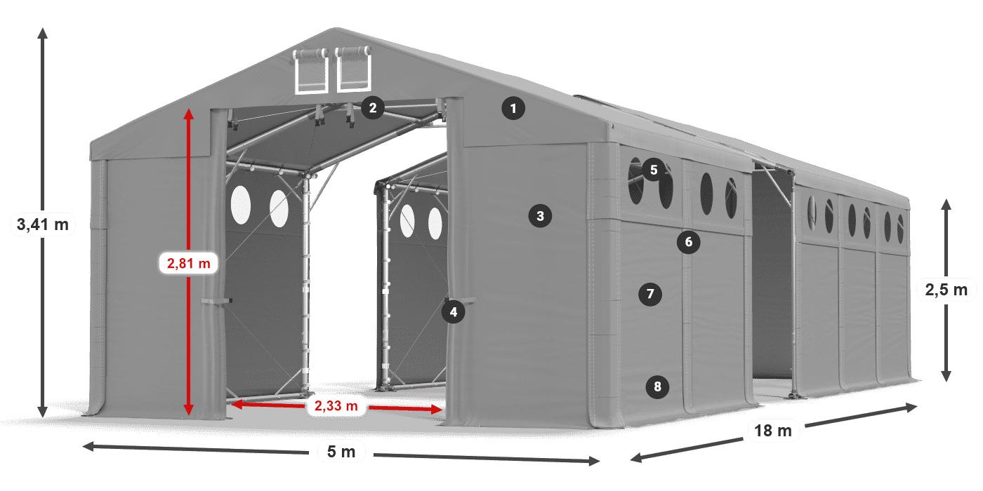 Tető: SD 560 PVC Falak: MS O 580 PVC legenda 2,5 m