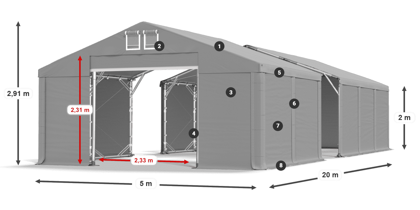 Tető: SD 560 PVC Falak: FR 620 PVC legend 2m