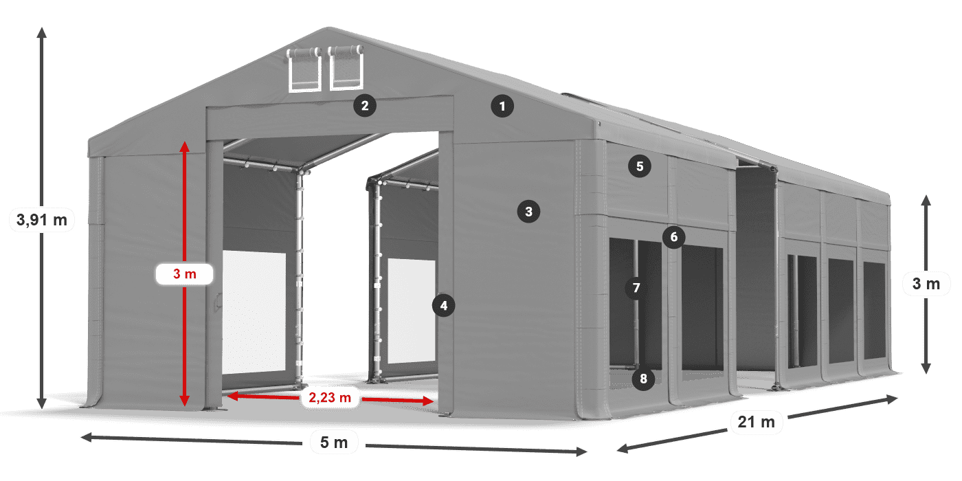Tető: FR 620 PVC Falak: MS 580 PVC 3 m jelmagyarázat