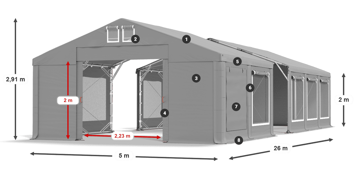 Tető: FR 620 PVC Falak: SD 500 PVC 2 m jelmagyarázat