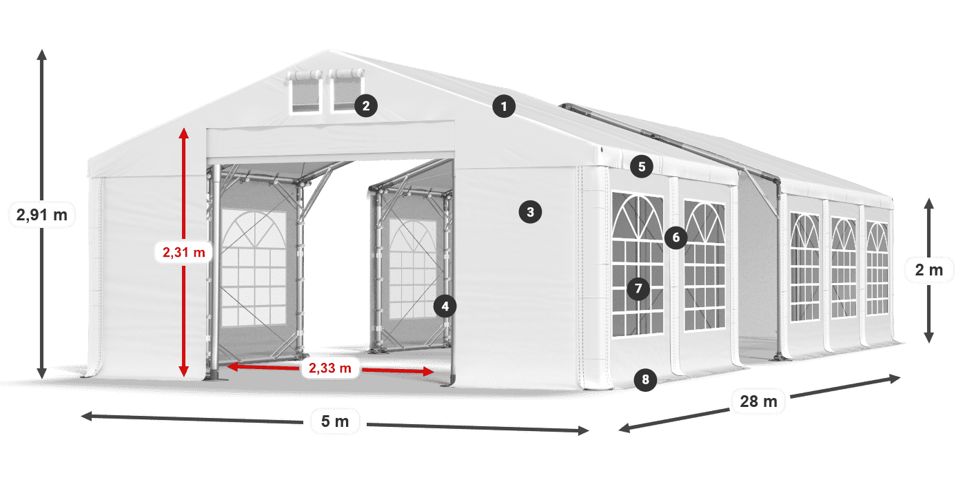 Tető: FR 620 PVC Falak: SD 500 PVC 2 m jelmagyarázat