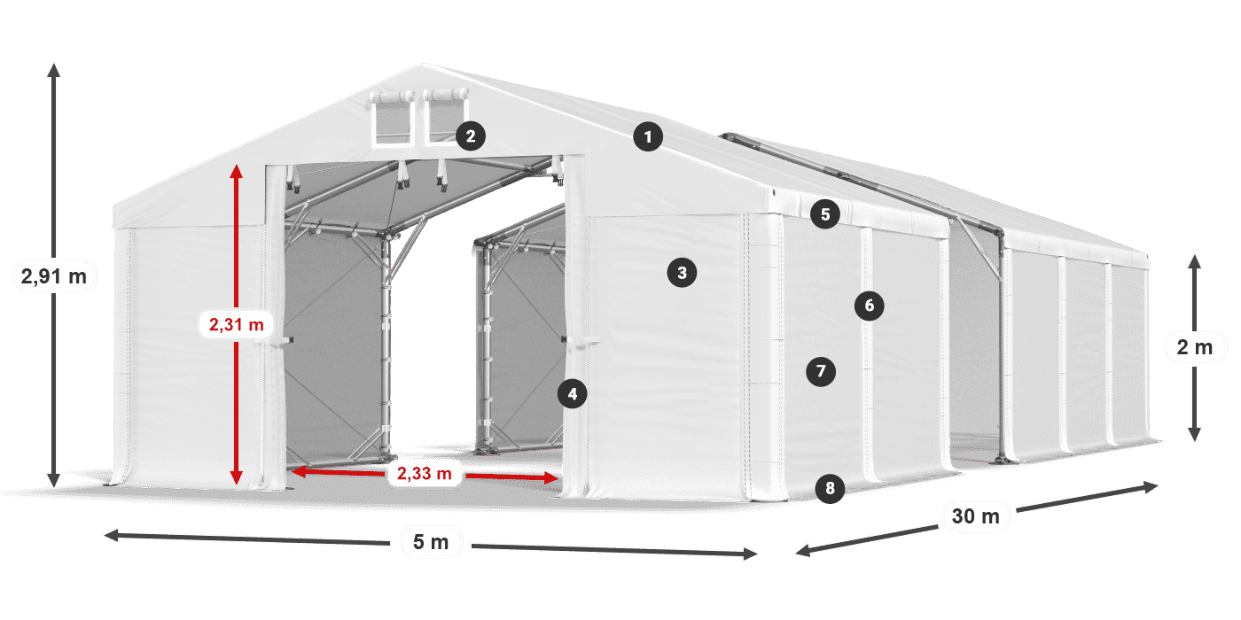 Tető: SD 560 PVC Falak: MS 580 PVC legend 2m