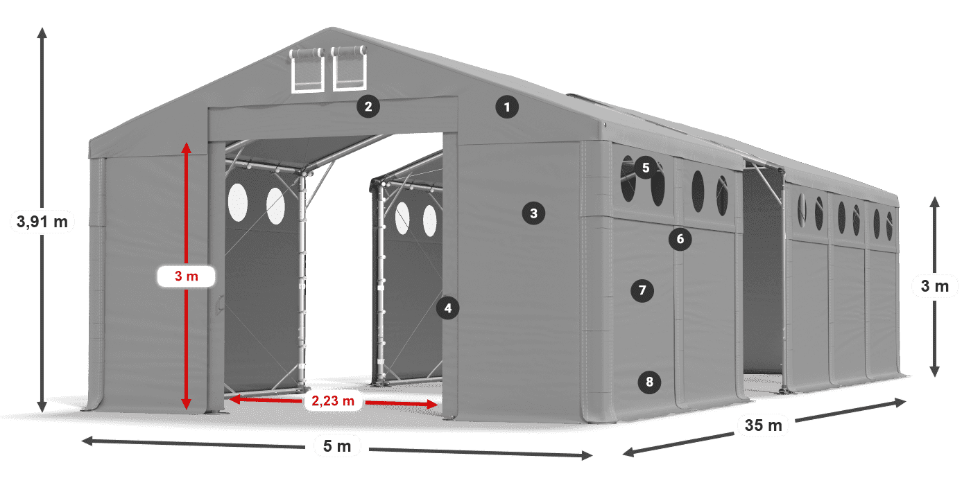 Tető: MS 580 PVC Falak: SD O 500 PVC 3 m jelmagyarázat