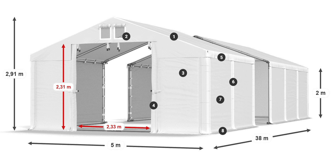 Tető: SD 560 PVC Falak: FR 620 PVC legend 2m