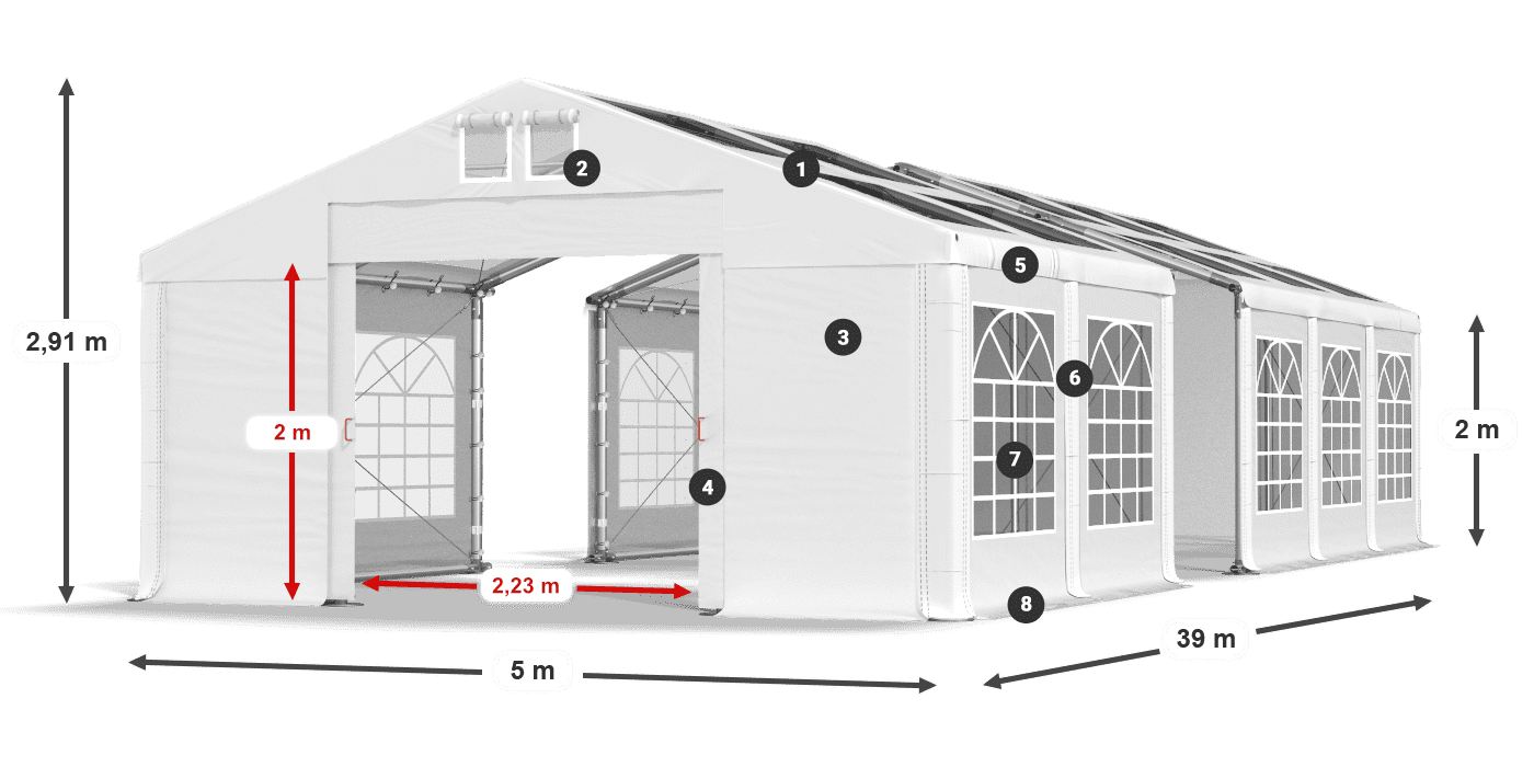 Tető: MS 580 PVC Falak: SD 500 PVC 2 m jelmagyarázat