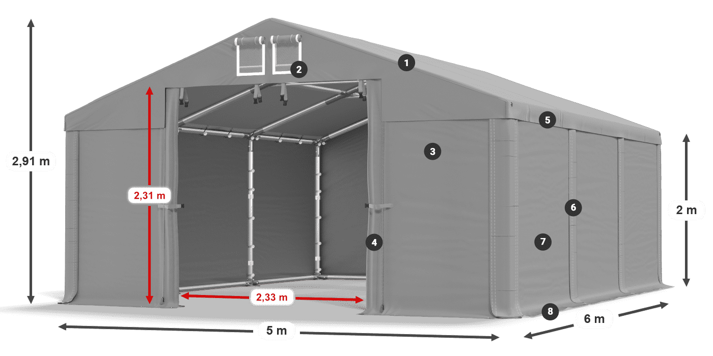 Tető: SD 560 PVC Falak: FR 620 PVC legend 2m