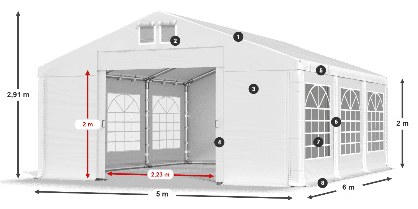 Tető: SD 560 PVC Falak: FR 620 PVC legend 2m