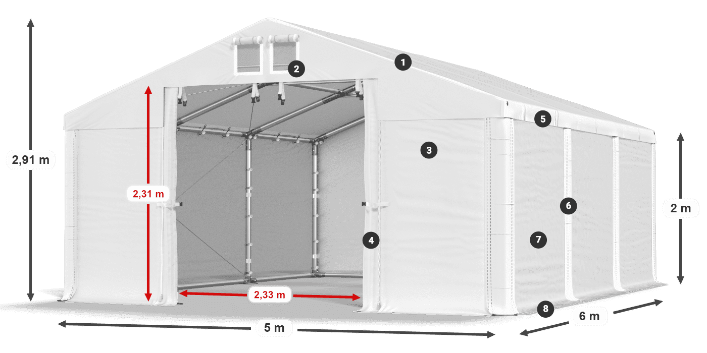 Tető: SD 560 PVC Falak: FR 620 PVC legend 2m