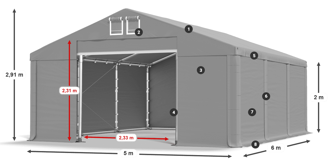 Tető: SD 560 PVC Falak: MS 580 PVC legend 2m