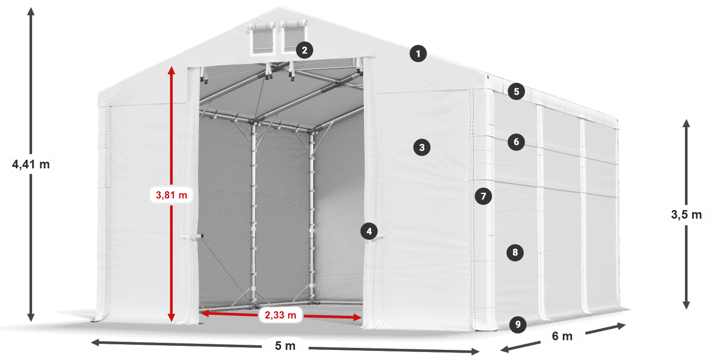 Tető: SD 560 PVC Falak: MS 580 PVC legenda 3,5 m