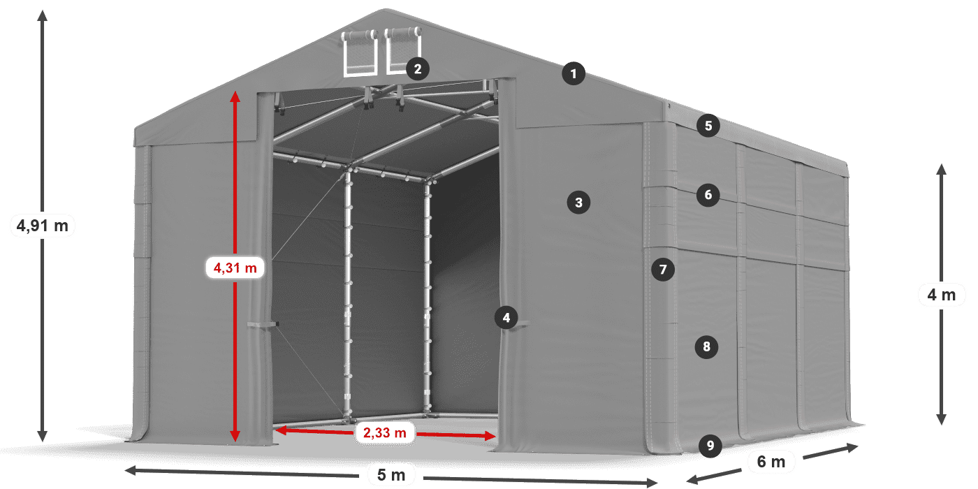 Tető: FR 620 PVC Falak: SD 500 PVC 4 m jelmagyarázat