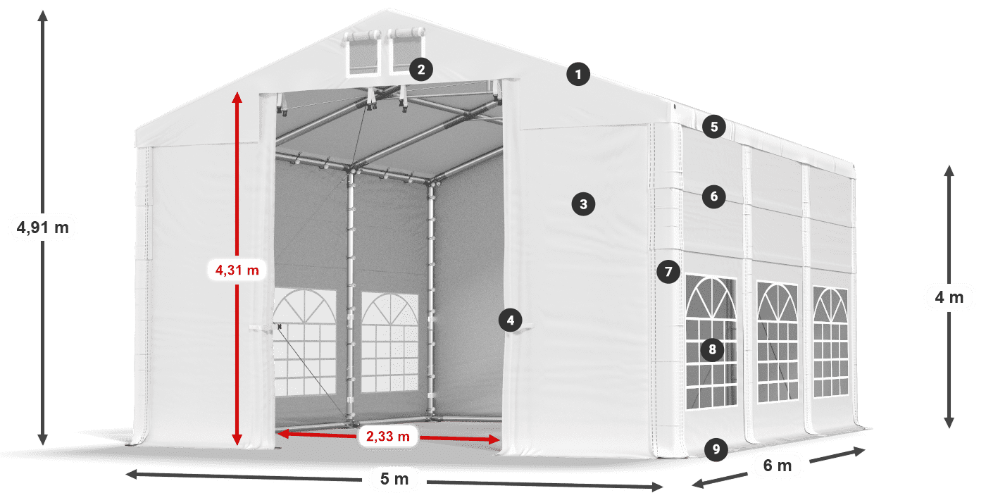 Tető: SD 560 PVC Falak: FR 620 PVC legend 4m