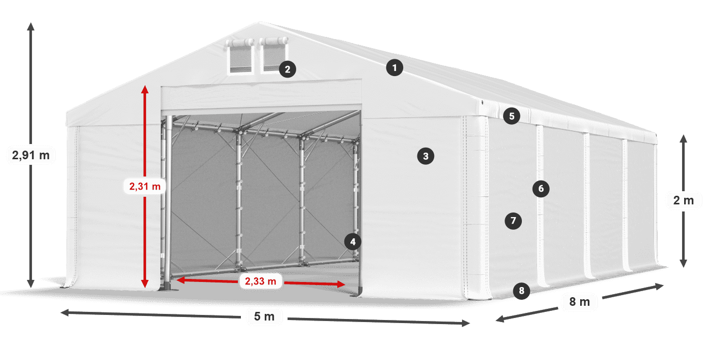 Tető: SD 560 PVC Falak: FR 620 PVC legend 2m