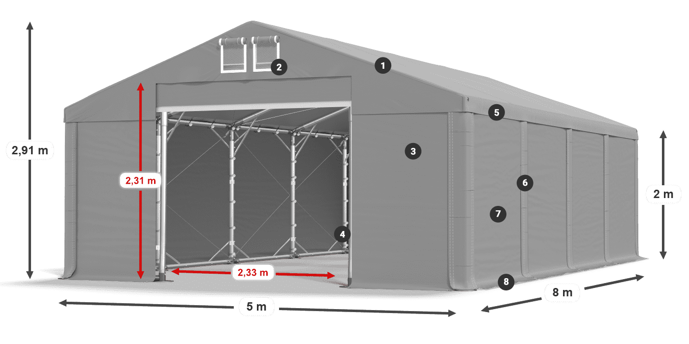 Tető: SD 560 PVC Falak: FR 620 PVC legend 2m