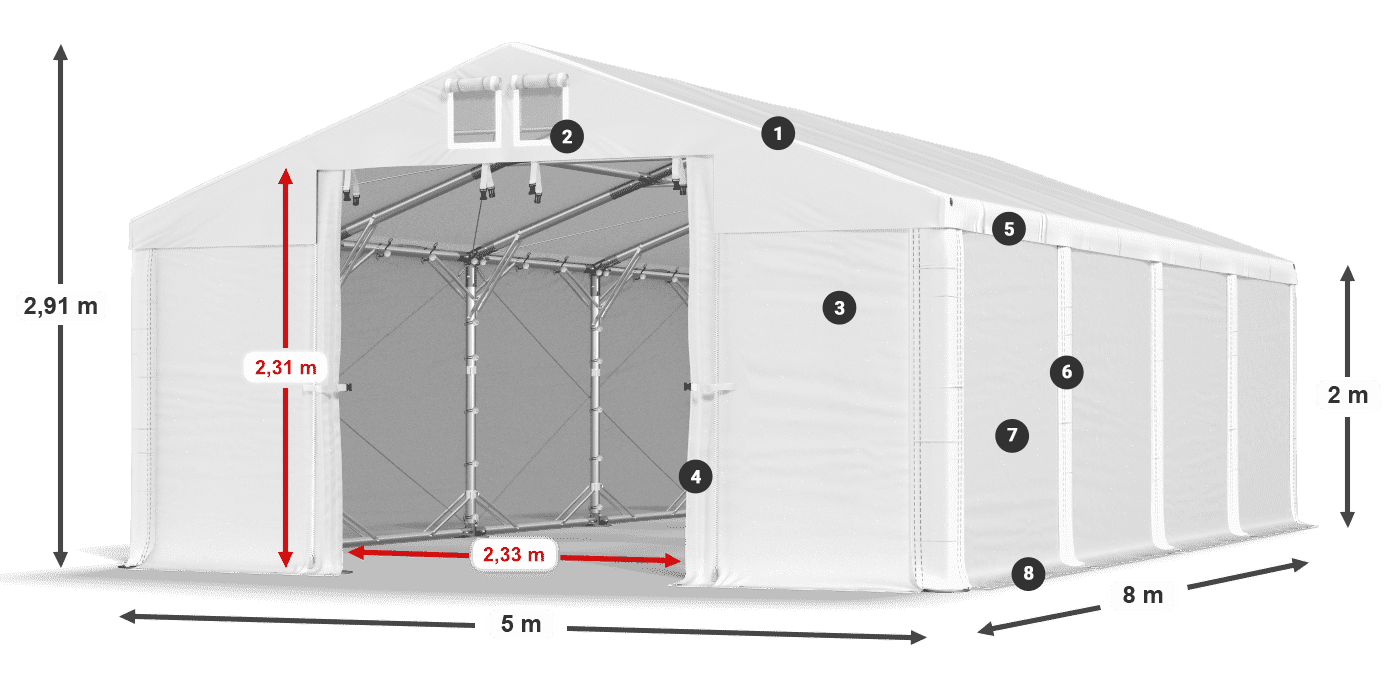 Tető: SD 560 PVC Falak: FR 620 PVC legend 2m