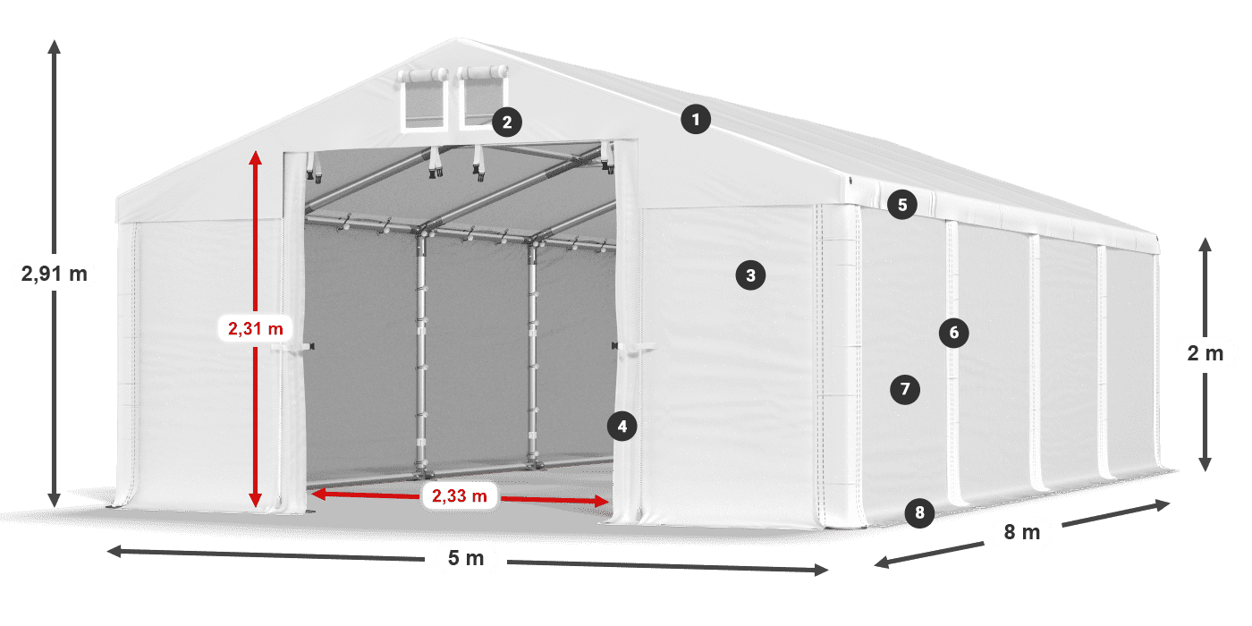 Tető: SD 560 PVC Falak: FR 620 PVC legend 2m