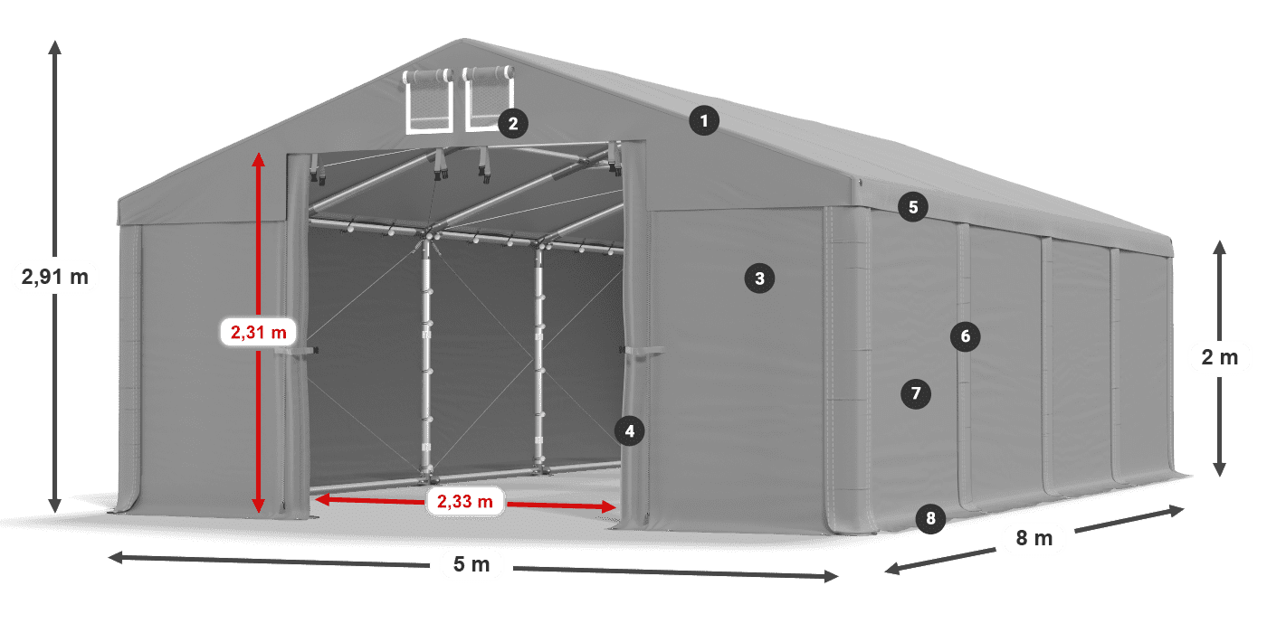 Tető: SD 560 PVC Falak: FR 620 PVC legend 2m