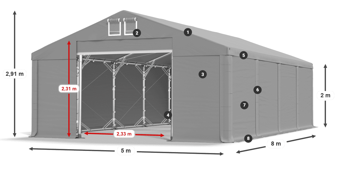Tető: SD 560 PVC Falak: MS 580 PVC legend 2m