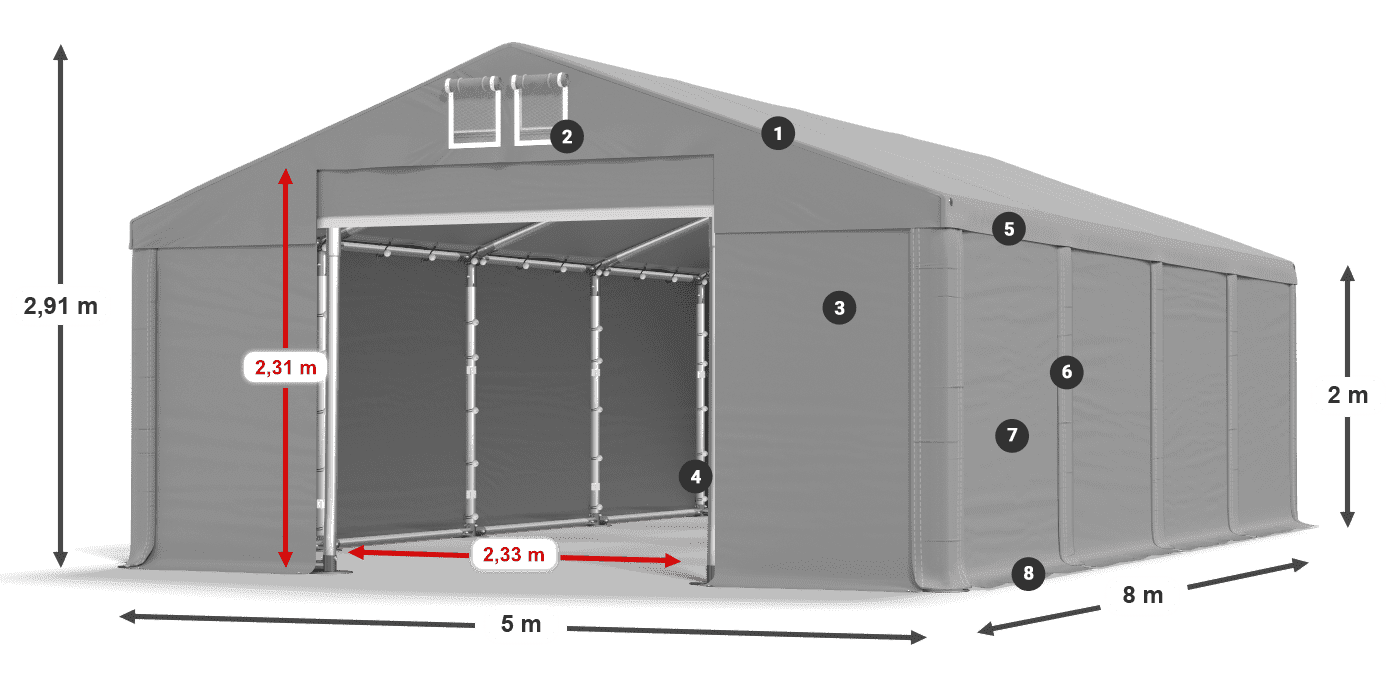 Tető: SD 560 PVC Falak: MS 580 PVC legend 2m
