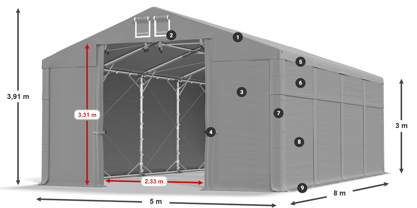 Tető: SD 560 PVC Falak: MS 580 PVC legend 3m