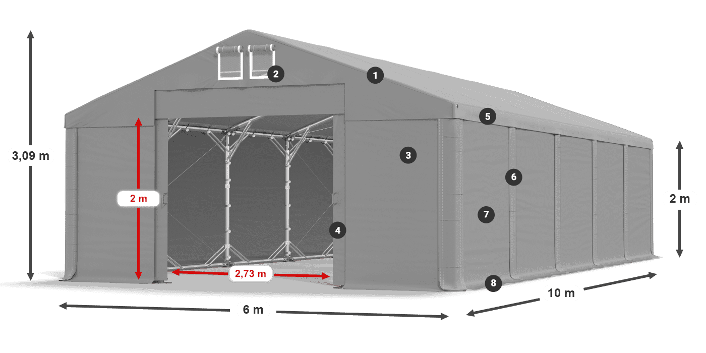 Tető: SD 560 PVC Falak: FR 620 PVC legend 2m