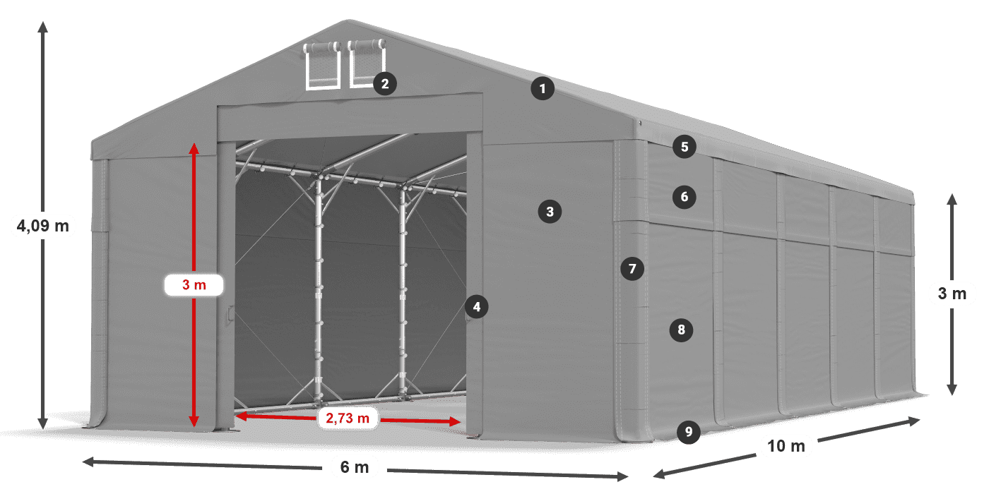 Tető: SD 560 PVC Falak: FR 620 PVC legend 3m