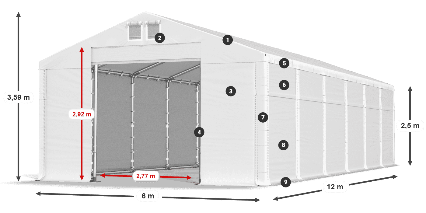 Tető: SD 560 PVC Falak: MS 580 PVC legenda 2,5 m
