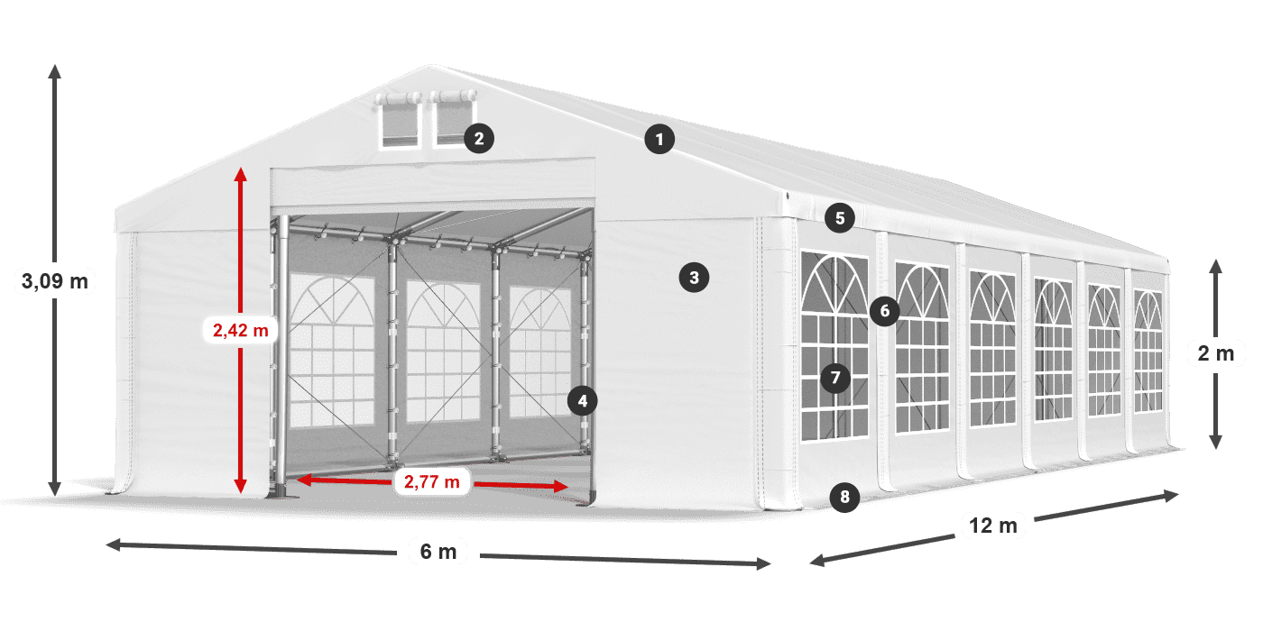 Tető: SD 560 PVC Falak: FR 620 PVC legend 2m