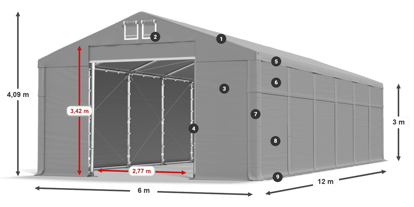 Tető: SD 560 PVC Falak: FR 620 PVC legend 3m