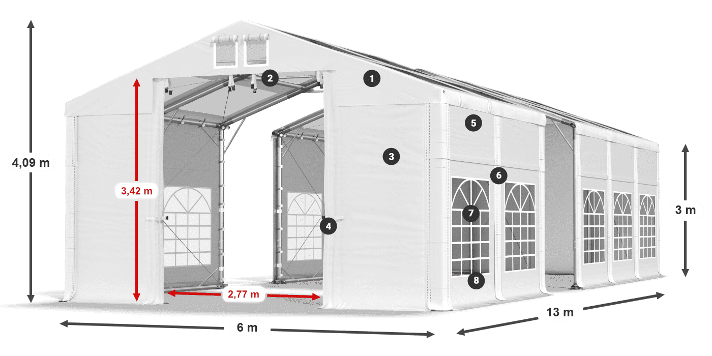 Tető: MS T 580 PVC Falak: SD I 500 PVC 3m legenda