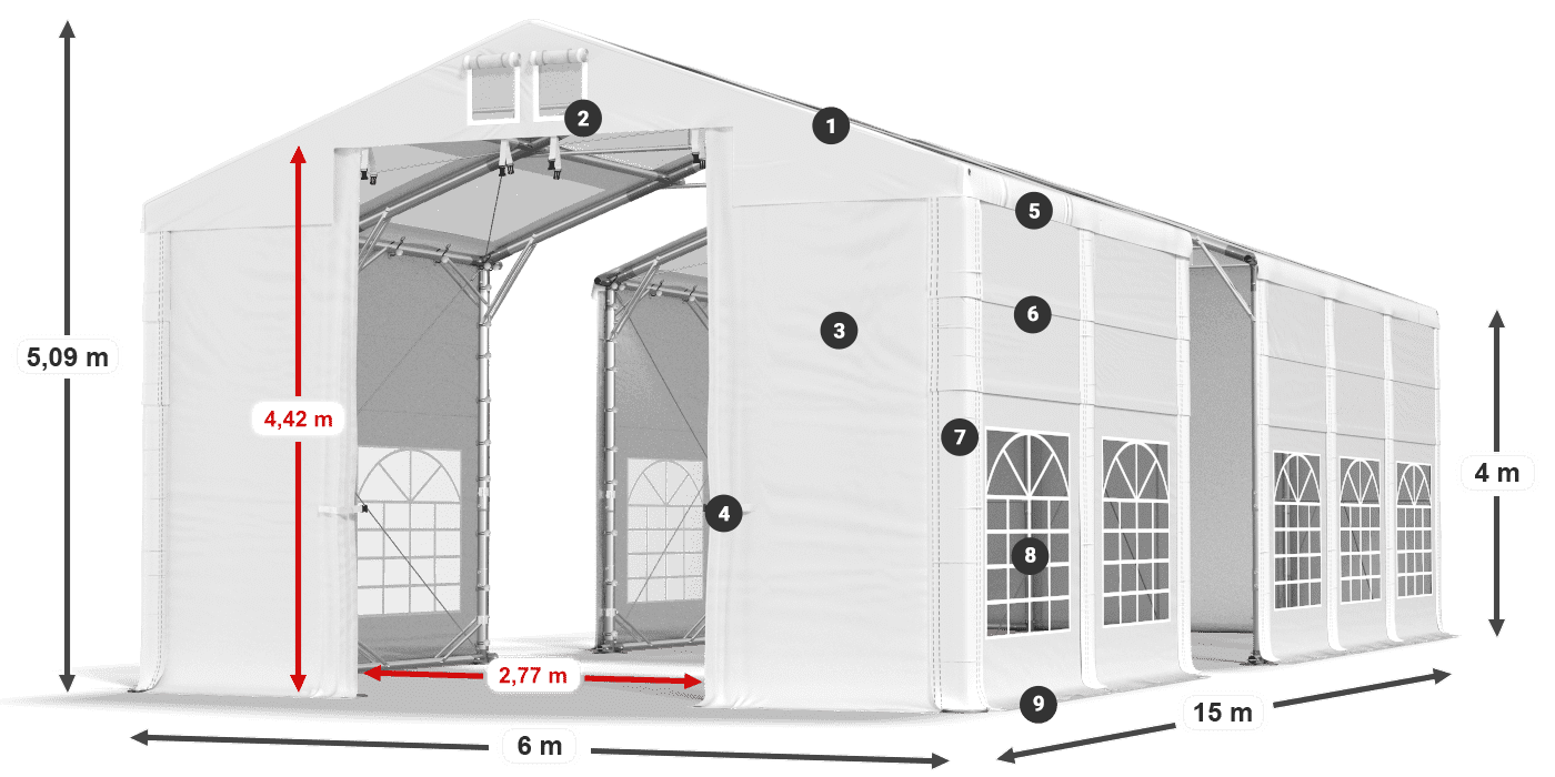 Tető: MS T 580 PVC Falak: SD 500 I PVC 4 m jelmagyarázat