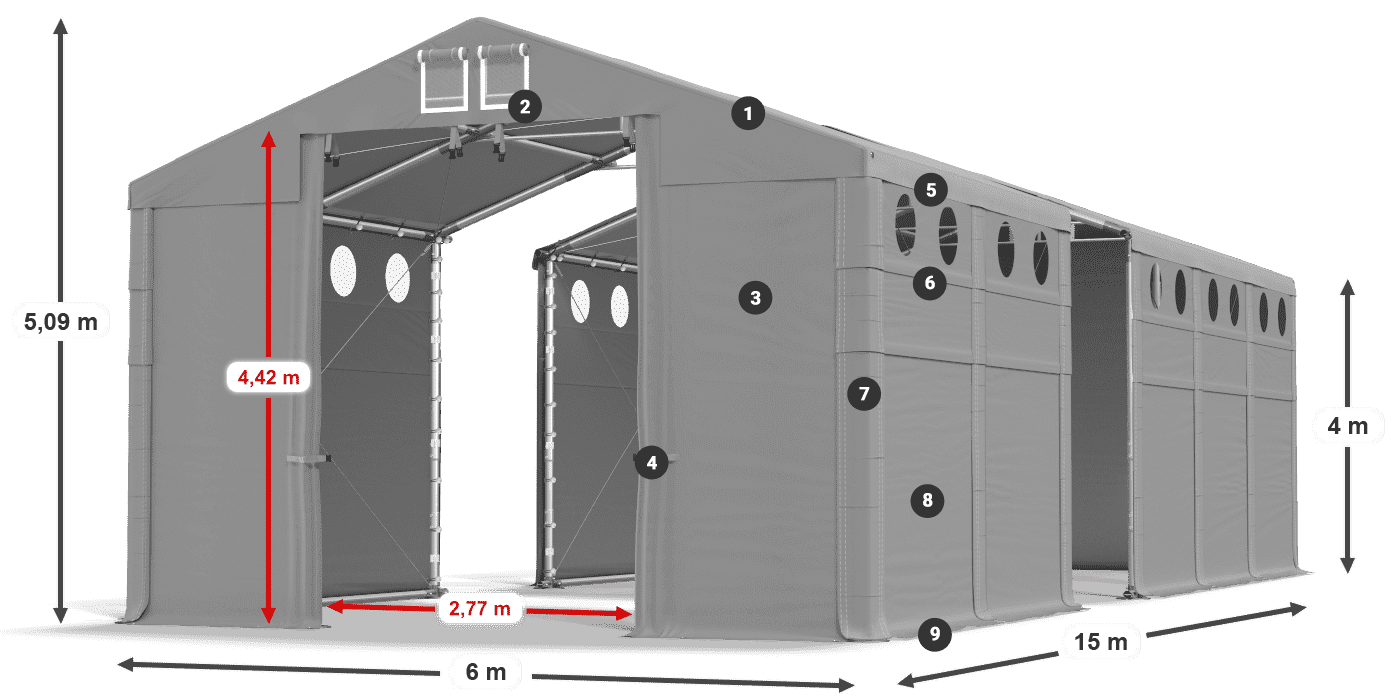 Tető: MS 580 PVC Falak: SD O 500 PVC 4 m jelmagyarázat
